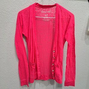 Aeropostale Bright Pink Long Sleeve Cardigan - Size S